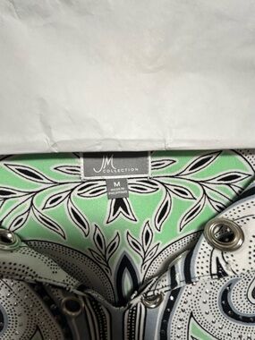 JM Collection Mint Green and Black Patterned Blouse